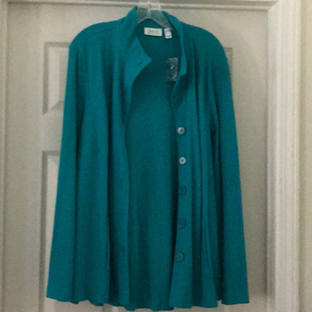 Blue Knit Cardigan with Relaxed Silhouette